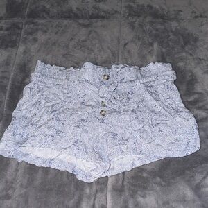 Rewash High Waist Light Blue Patterned Shorts